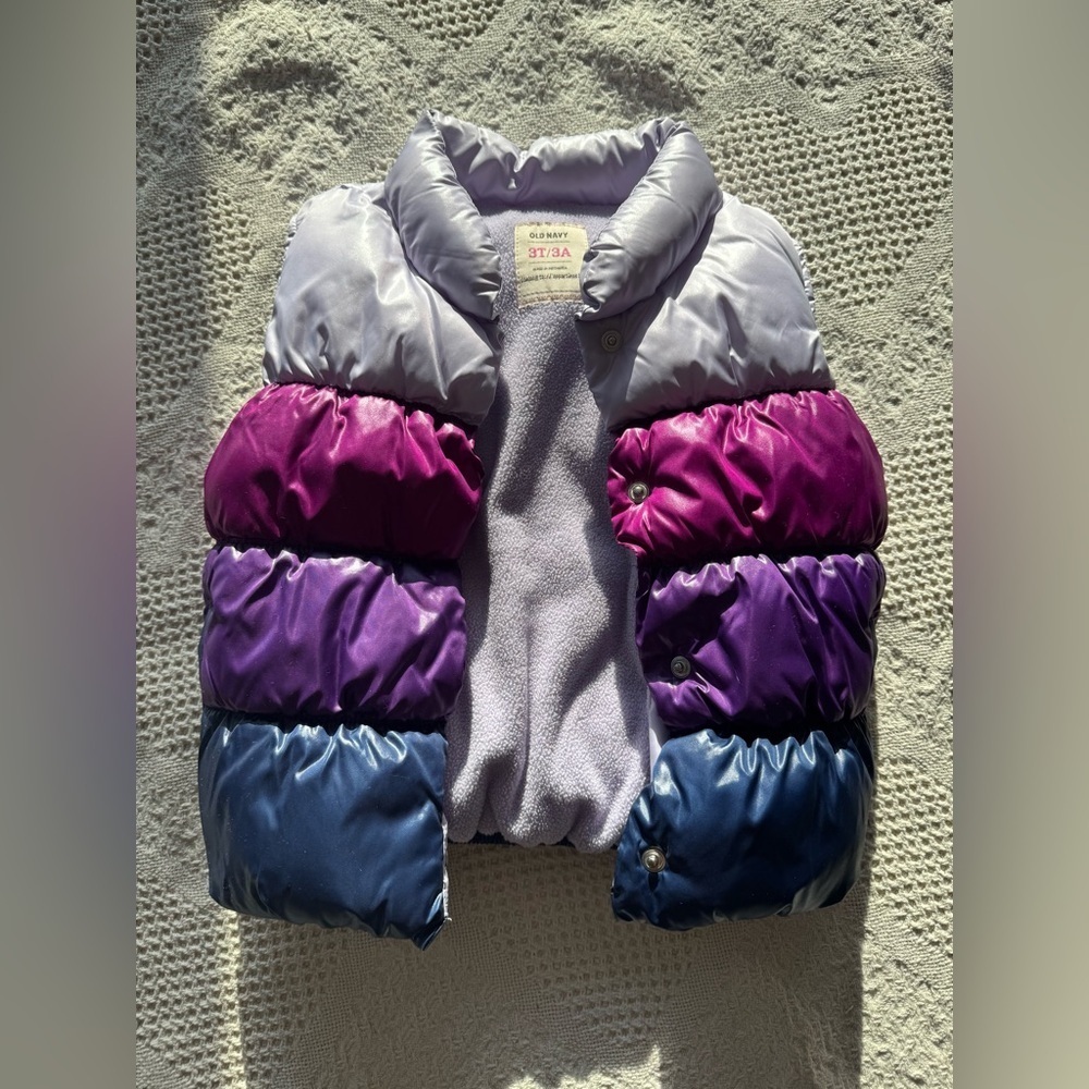 Y2k Old Navy Purple/Blue Puffer Vest 3T - Picture 3 of 7